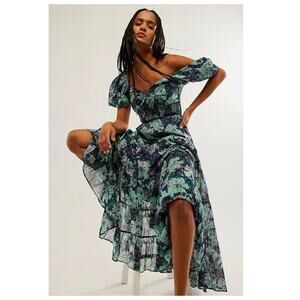 Free People Sundrenched Floral Tiered Maxi Sundress Size Large